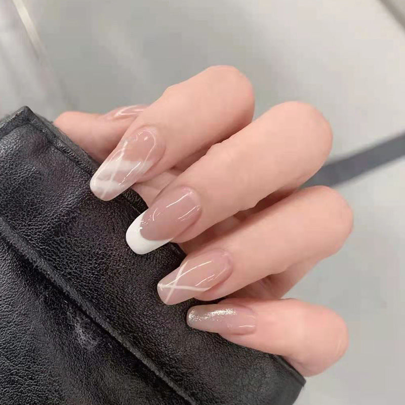 指甲贴片温柔穿戴甲果冻色甲片法式磨砂假指甲片穿戴式美甲成品