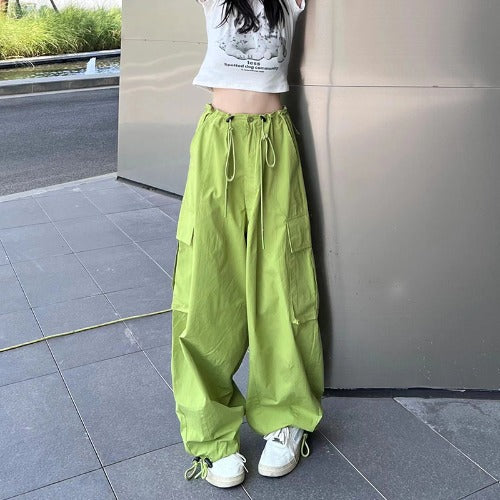 Dopamine pants Free shipping Tattoo Avocado green y2k millennial tooling fluorescent green pants dopamine wear high waist jazz pants women's summer