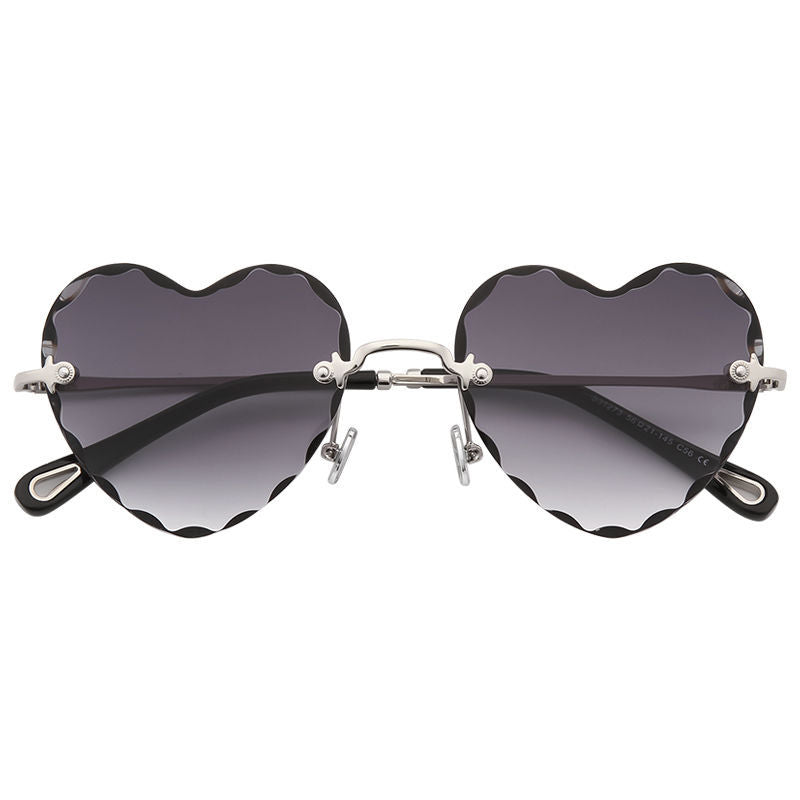 Women's fashion glasses 2024  墨镜桃心女ins无框爱心搞怪链条款 防紫外线眼睛网红太阳镜女带链