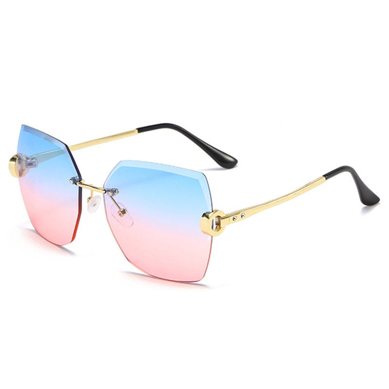 Women's fashion glasses 2024 新款跨境钻石切边女士太阳镜时尚眼镜开车驾驶防紫外线大墨镜
