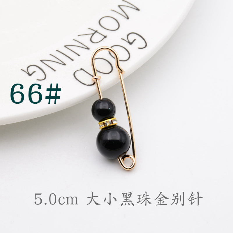 配饰胸针防走光珍珠胸针 女一字高档胸花别针蝴蝶插针丝巾扣 裙口收腰神器