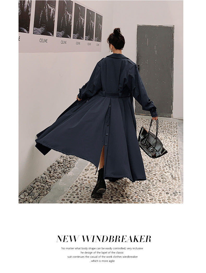 Fashion women's wear Real Shot Large Skirt Windbreaker Dress Women's Mid-Length 2024 Autumn and Winter Clothing New Waist Trimming Fashion Fashion Coat