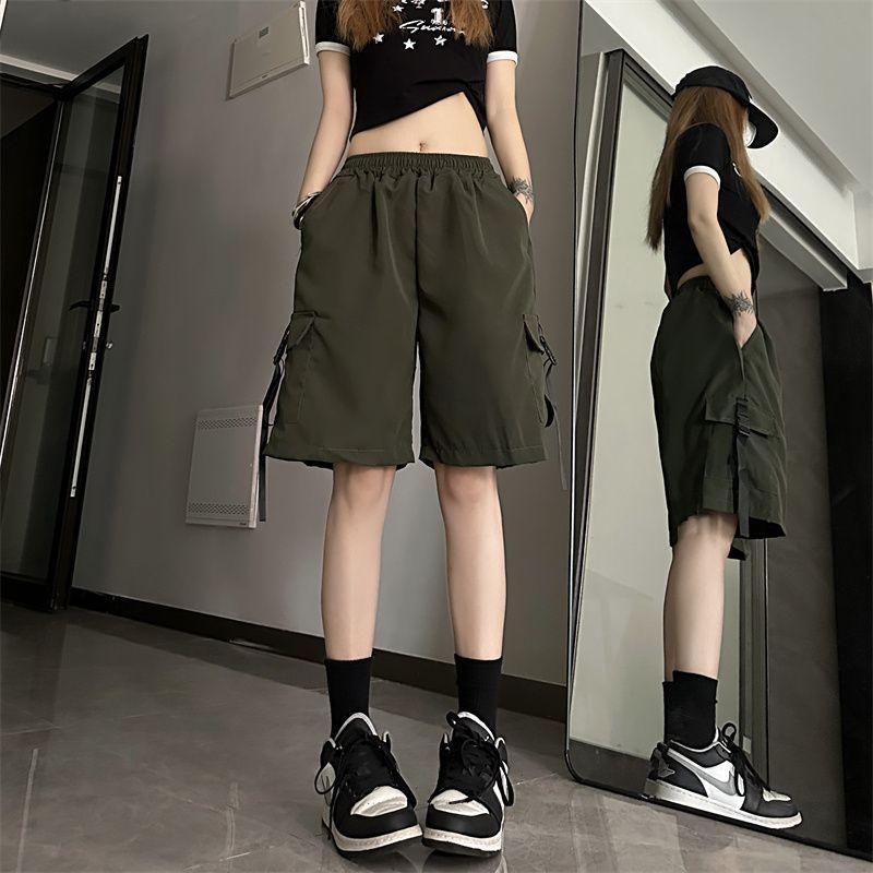 Dopamine pants Free shipping Tattoo Dopamine quick-drying tooling shorts for men and women, summer thin loose sports style super cool fried street casual wide-leg shorts