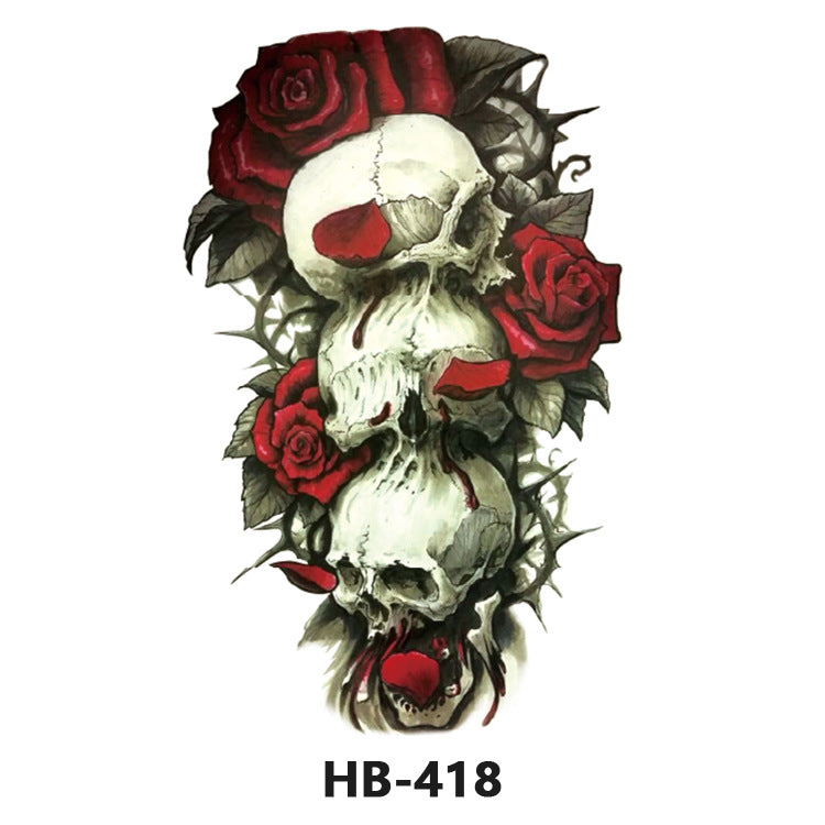 Free shipping Tattoo In Stock Cross-Border Factory Wholesale New Half Sleeve Tattoo Sticker Black Animal Skull Waterproof Tattoo Men and Women Tattoo