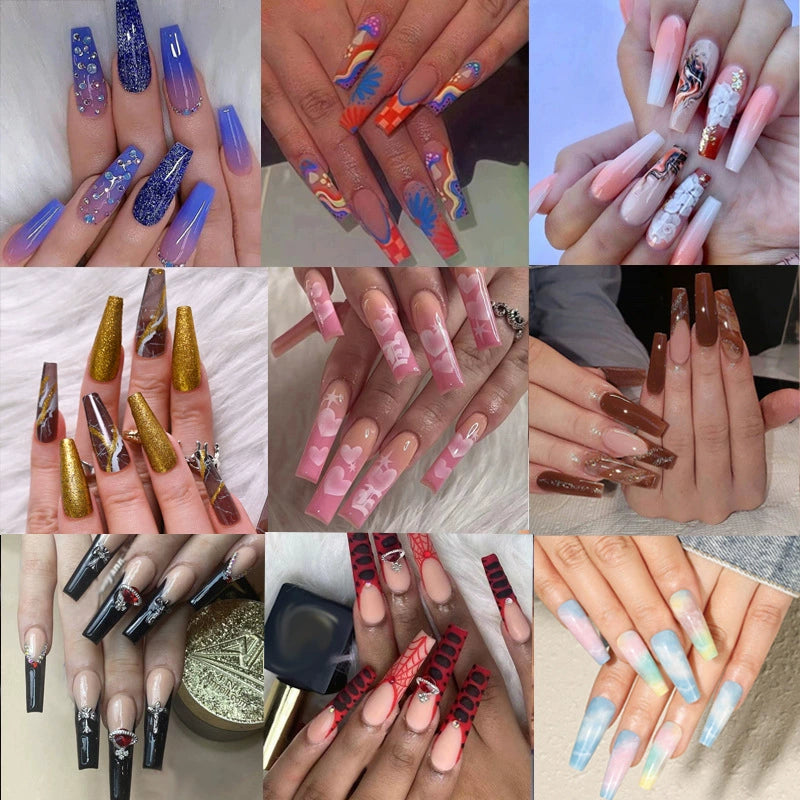 (Hand-made nail)美甲贴片nails穿戴甲长款欧美假指甲美甲贴片穿戴甲甲片成品