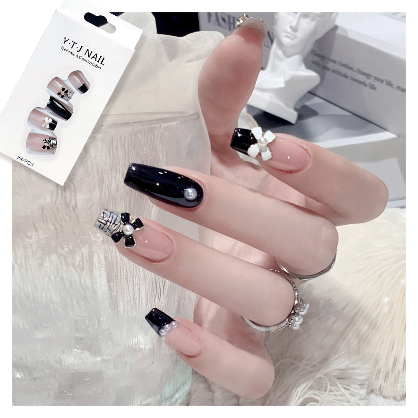 Fashion  nail Autumn and Winter Classic Style Minimalist Bowknot Finished Nail Beauty Wear Fake Nails Removable Nail Tip Wear Armor X97