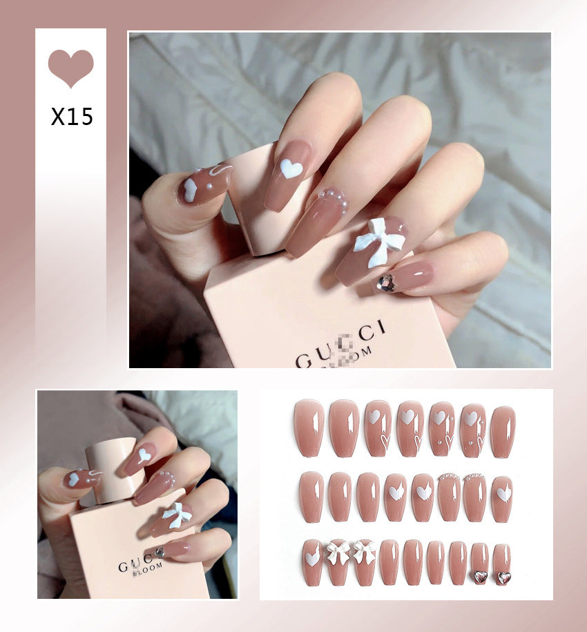 Fashion  nail Fake Nails Crystal Iced Butterfly Nail Art Nail Patch Bow Ballet Rhinestone Nail Beauty Nail Tip Wear Nail
