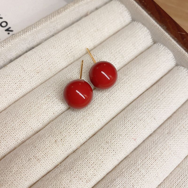 新年红银针流苏耳环过年喜庆高级感耳钉新款复古小众百搭耳饰批发