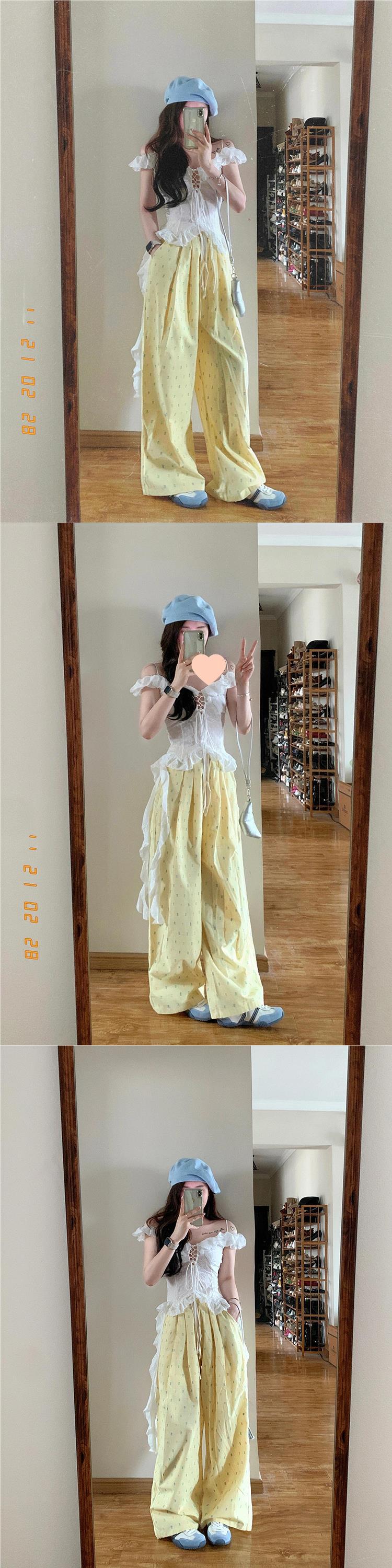 Free shipping  Large size dopamine color polka dot casual trousers women's summer high waist loose and thin walking trousers wide leg trousers tide pants