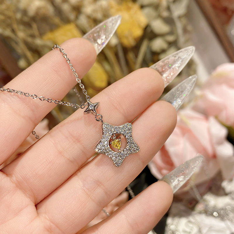 珠宝首饰山茶欧美奢华满钻雏菊浓彩黄钻系列项链  镀金韩版气质灵动锁骨链