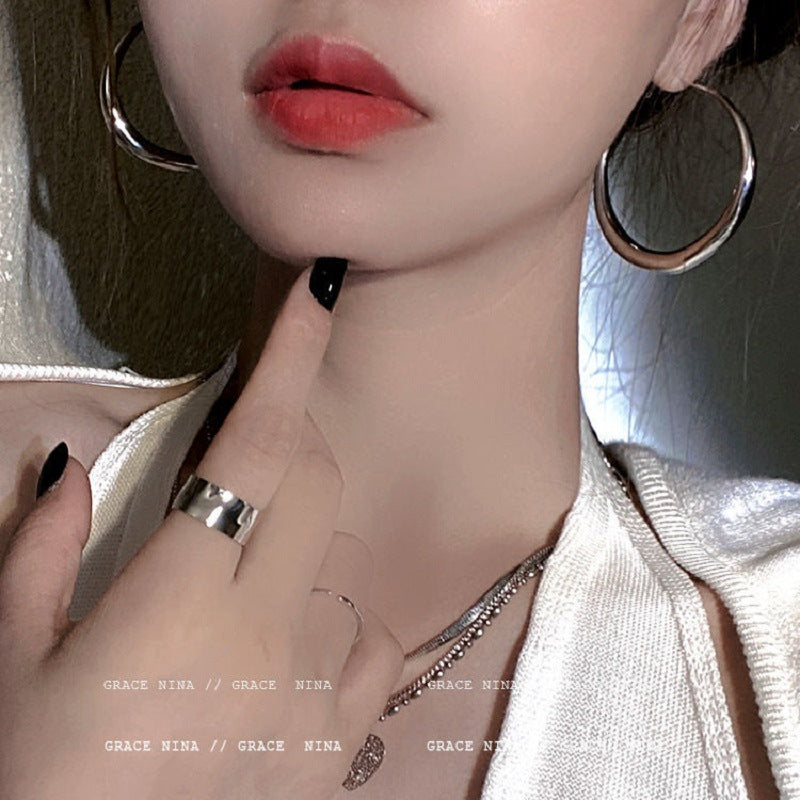 金属冷淡风大耳圈耳环欧美时尚不规则几何圆圈耳饰夸张个性耳钉女