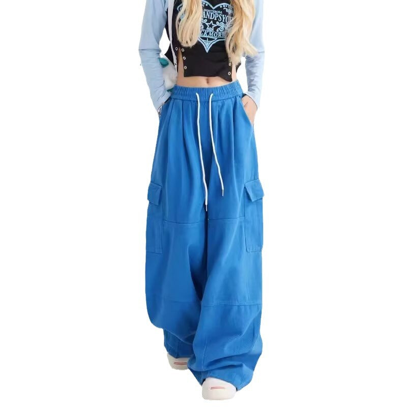 Dopamine pants Free shipping Tattoo 2024 new dopamine thin casual pants niche simple loose straight tied feet hip hop color overalls tide