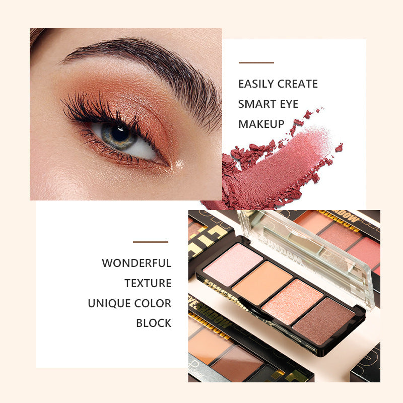 China Factory Direct supply Pudaier four-color Eyeshadow Earth Pearl Matte Gloss Eyeshadow tray (already matched color)