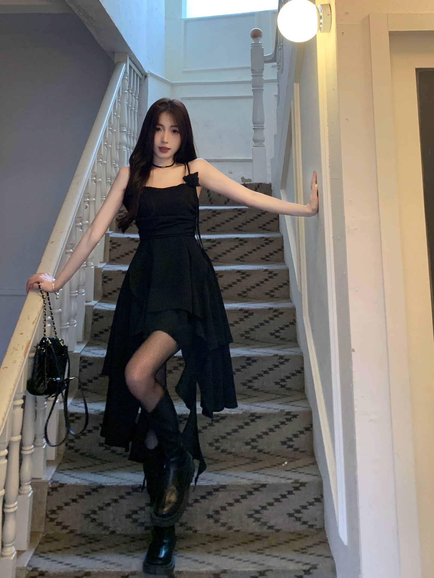 Fashion women's wear plus Size Women's Clothing Black Camisole Dress Women's Summer Sexy Skirt Plump Girls Covering Belly Thin Irregular A- line Skirt