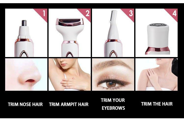 4-in-1  Multifunctional electric Shaver for women Body hair remover eyebrow shaver USB Charging