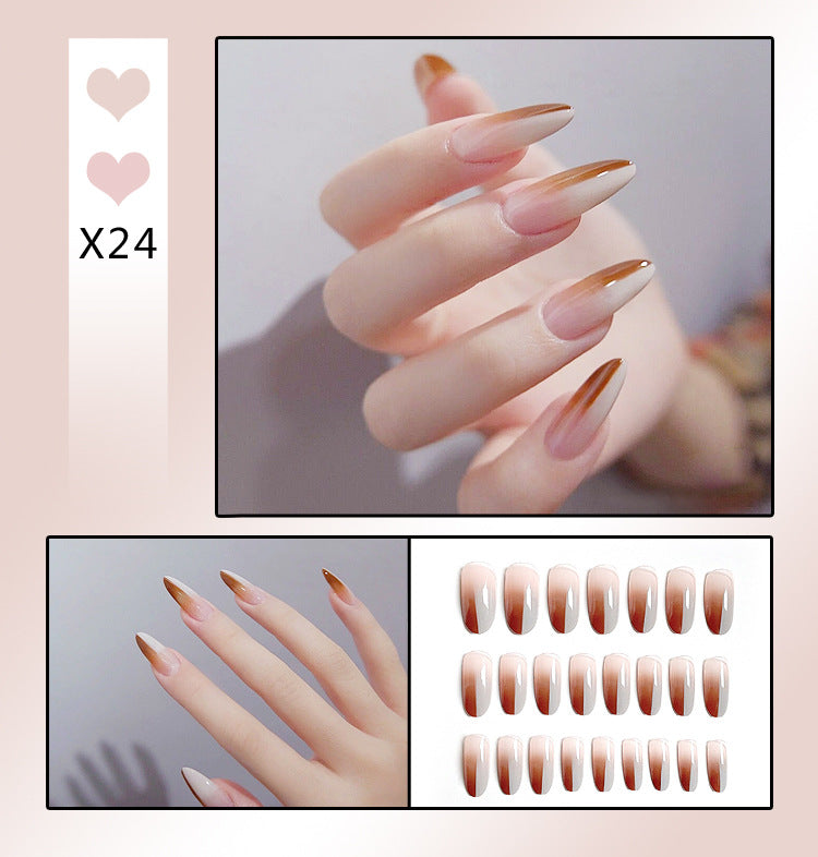 Fashion  nail Online Influencer Pop Fake Nails Wear Armor Finished Product Nail Tip Nail Stickers Removable Nail Patch Anti-24 Pieces