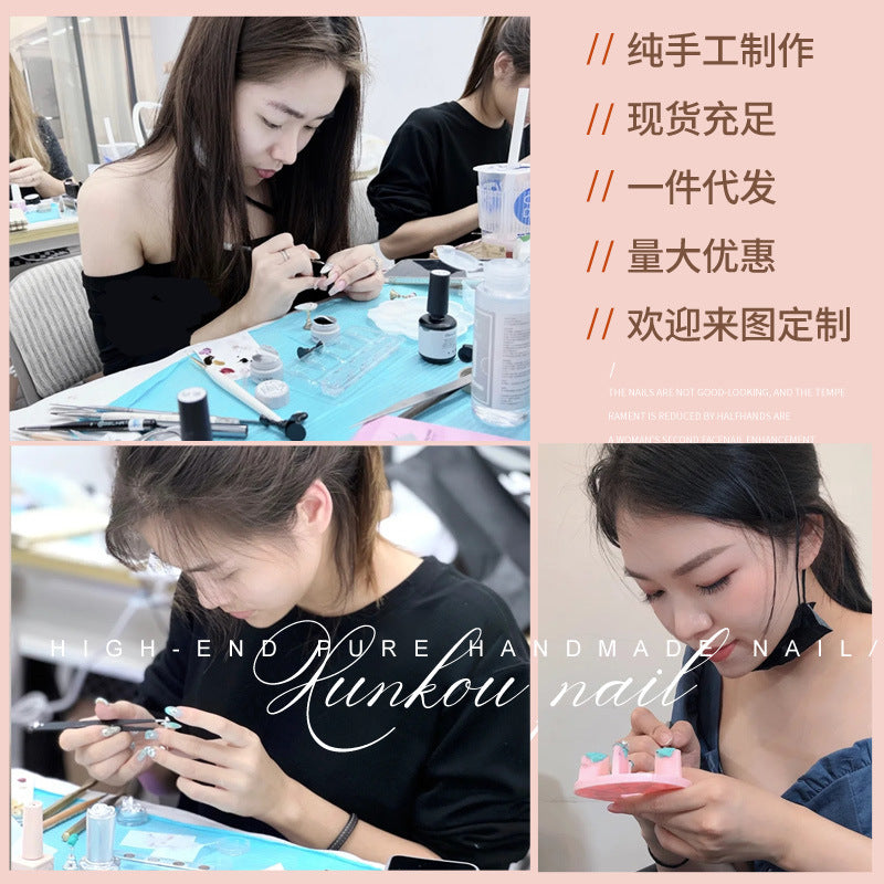 (Hand-Made Nail) Luxury Fairy Nail Art Handmade Wear Nail Crystal Ice Snow Beauty Fishtail Shell Nail Art Bridal High-Grade Disassembly