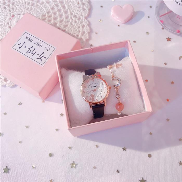 Fashion women's watchChildren's Watch Waterproof Drop-Resistant Girls Primary and Secondary School Students Korean Cute Girl Pointer Cartoon Quartz Watch