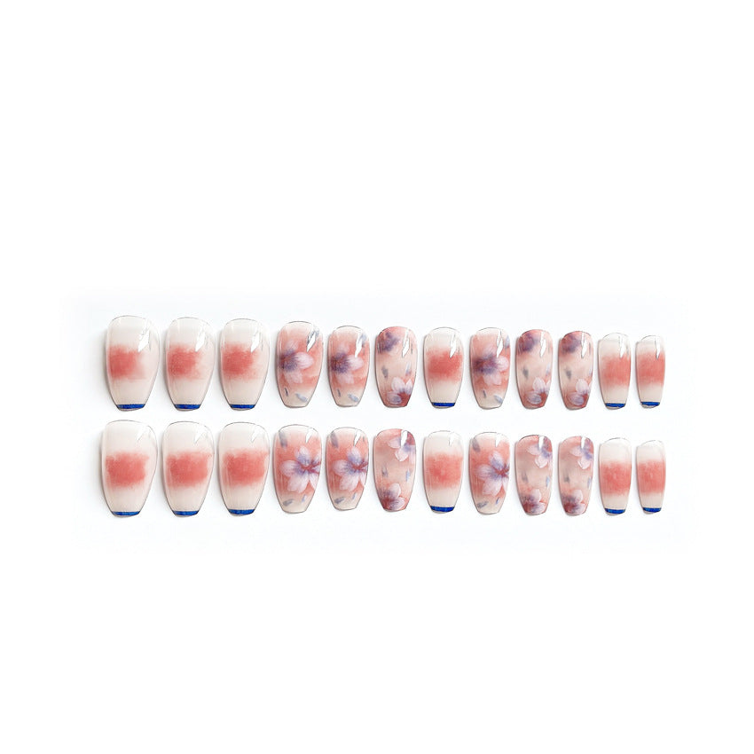 Fashion  nail Wearable Nail Sticker Flower Rendering Wearable Nail Sheet Nail Shaped Piece Removable Nail Patch Finished Product Y21