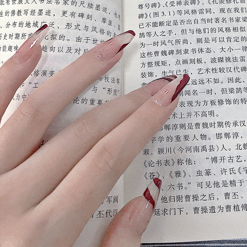 车厘子酱鸳鸯外贸款穿戴甲片美甲贴片指甲贴片假指甲穿戴美甲成品