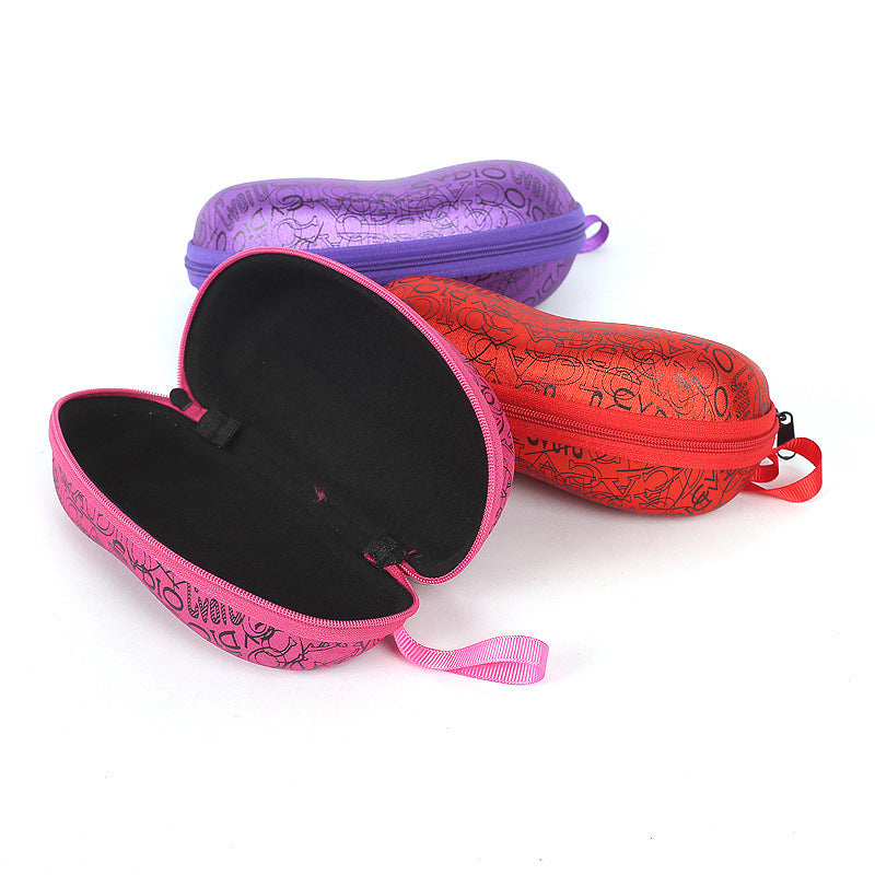 Women's fashion glasses 跨境专用EVA眼镜盒 抗压拉链盒花生亮字母 眼镜盒 太阳镜盒墨镜