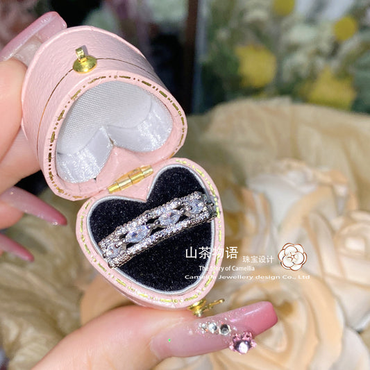 Camellia欧美六芒星ins粉粉戒指女 镀金时尚小众设计微调节食指戒