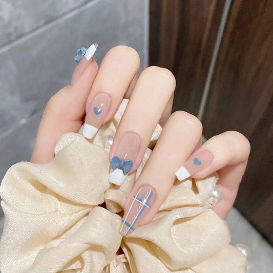 Fashion  nail Wear a Nail Stickers Nail Patch Fake Nails Removable Love Heart Bow Tie a Nail Sticker Y29
