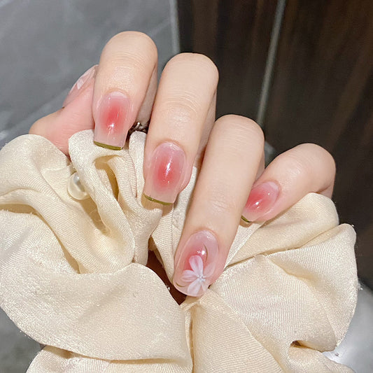 千金茶花穿戴甲法式指甲贴片腮红美甲片短假指甲美甲贴片成品甲片