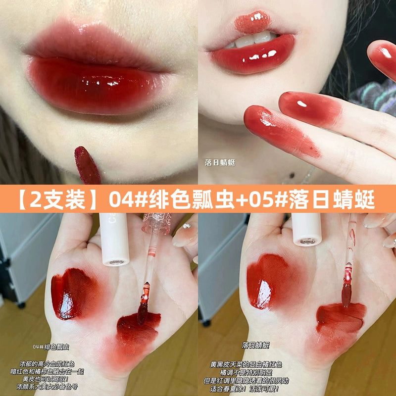 镜面水光玻璃口红唇釉女持久不易掉色口红平价学生番茄奶茶色泡泡唇釉