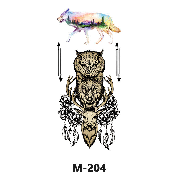 Free shipping Tattoo Cross-Border Direct Factory Wholesale Dark Series Tattoo Sticker Female Waterproof and Durable European and American Animal Color Black and White Flower Arm