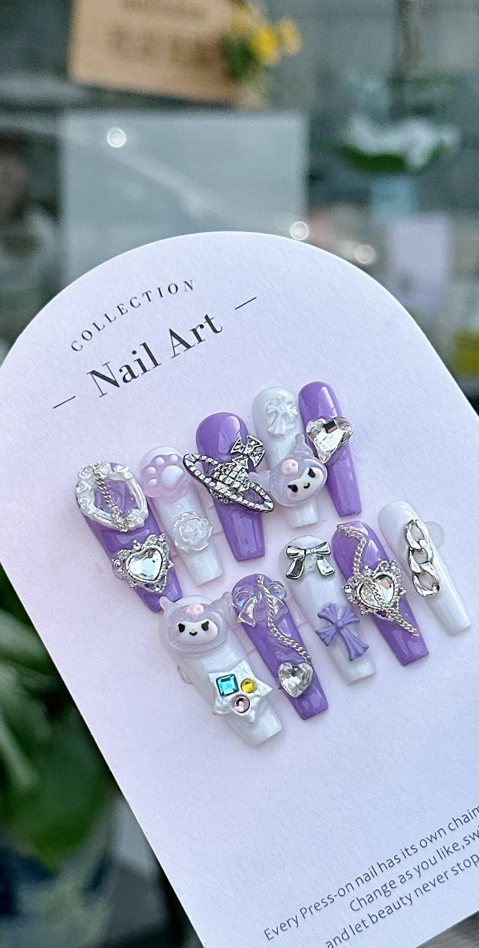 Fake Nails Nail Stickers Dream Purple Princess Style Clow M Hot Girl Wear Armor Handmade Can Be Repeatedly Made