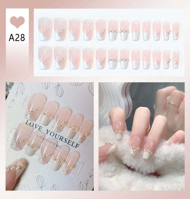 Fashion  nail Handmade Wear Nail Wholesale Internet Hot Diamond in the Debris Butterfly Glitter Nail Tips Finished Product Nail Patch Jelly Glue