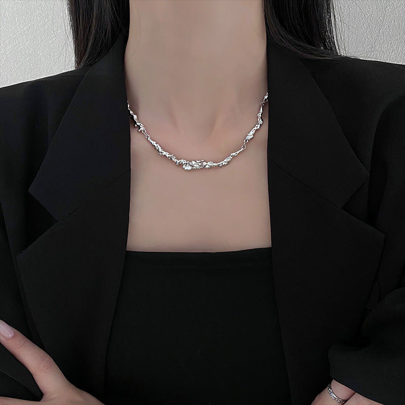 镶钻方形链条双层流苏项链个性甜酷风辣妹毛衣链百搭气质饰品批发