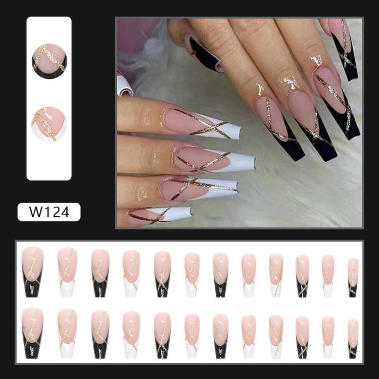 (Hand-made nail) The dark fairy in Europe and America is dying, the magic mirror powder is white, and the finished nail product, Millennium Spice Girl fake nails patch, is worn for a long time.