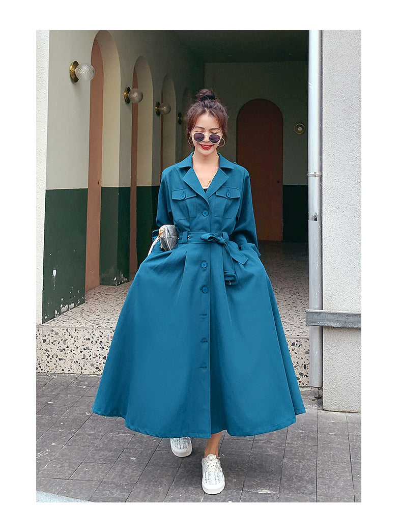 Fashion women's wear Real Shot Large Skirt Windbreaker Dress Women's Mid-Length 2024 Autumn and Winter Clothing New Waist Trimming Fashion Fashion Coat