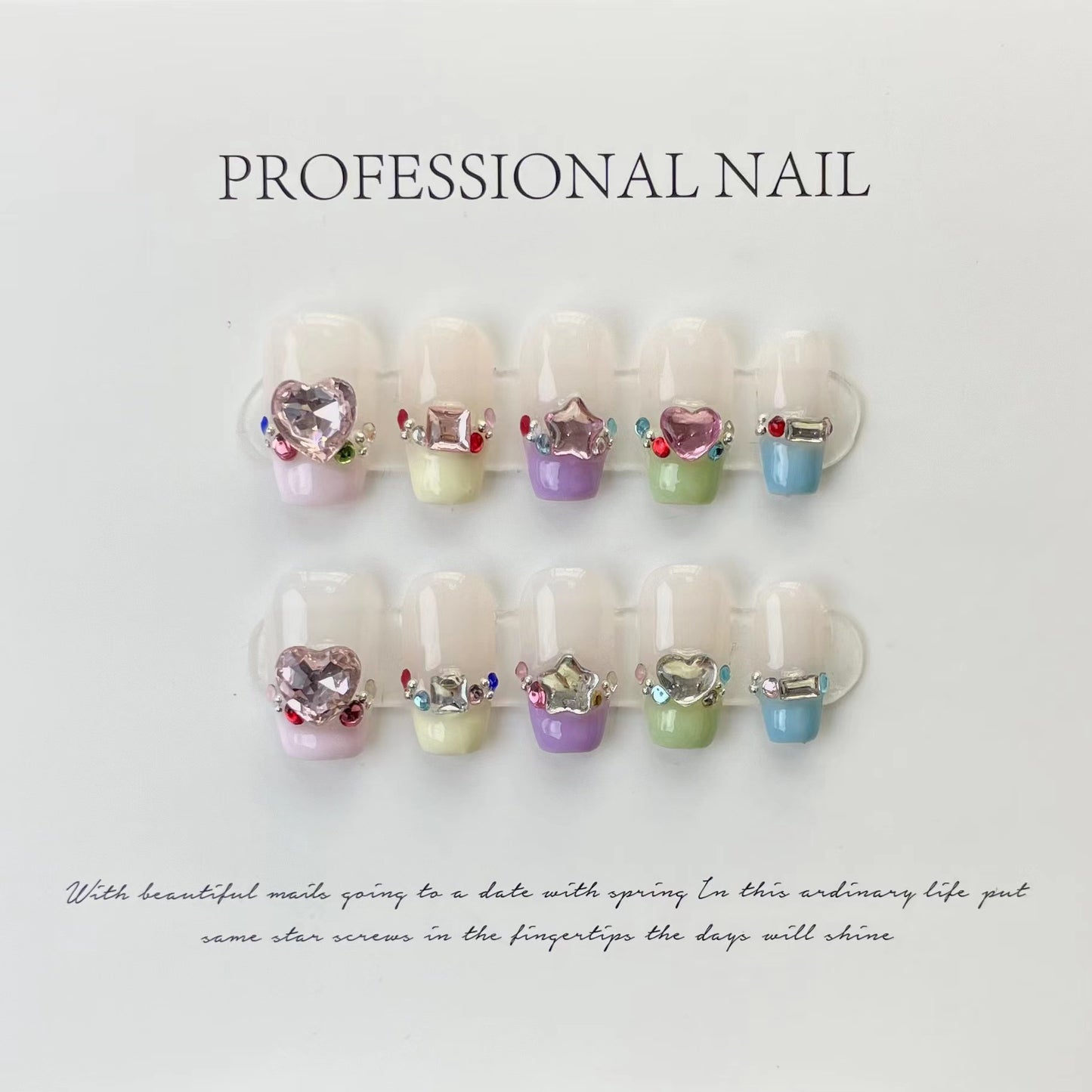 (Hand-Made Nail) Dark Green Gatling Hand-Worn Nail New Dark Dark Green Cat's Eye Zircon Retro High-Grade Finished Product Nail Stickers