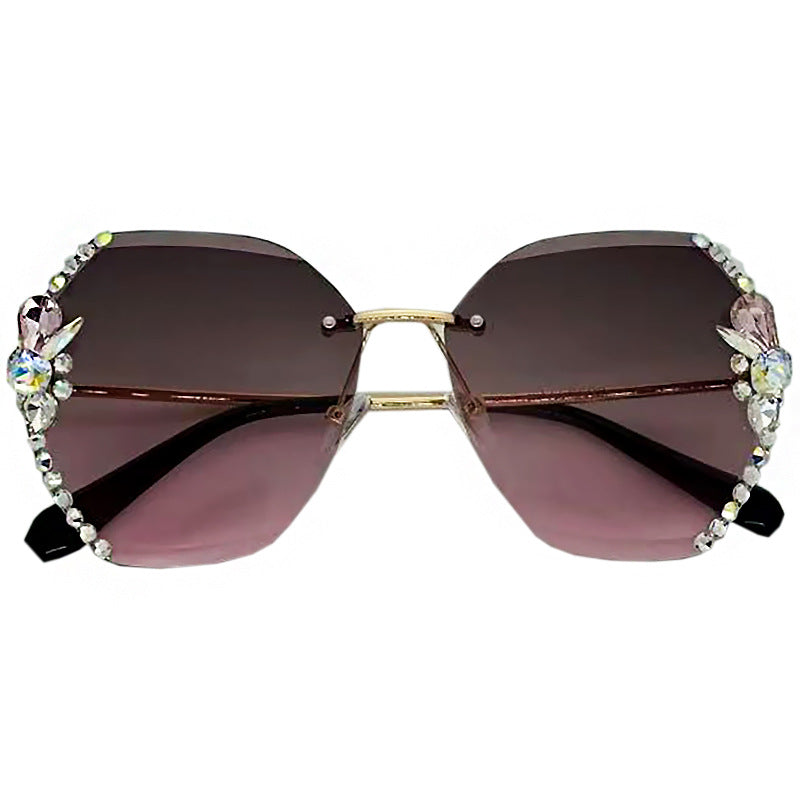 Women's fashion glasses 2024新款时尚水钻墨镜女显瘦太阳镜网红潮款防晒防紫外线韩版眼镜