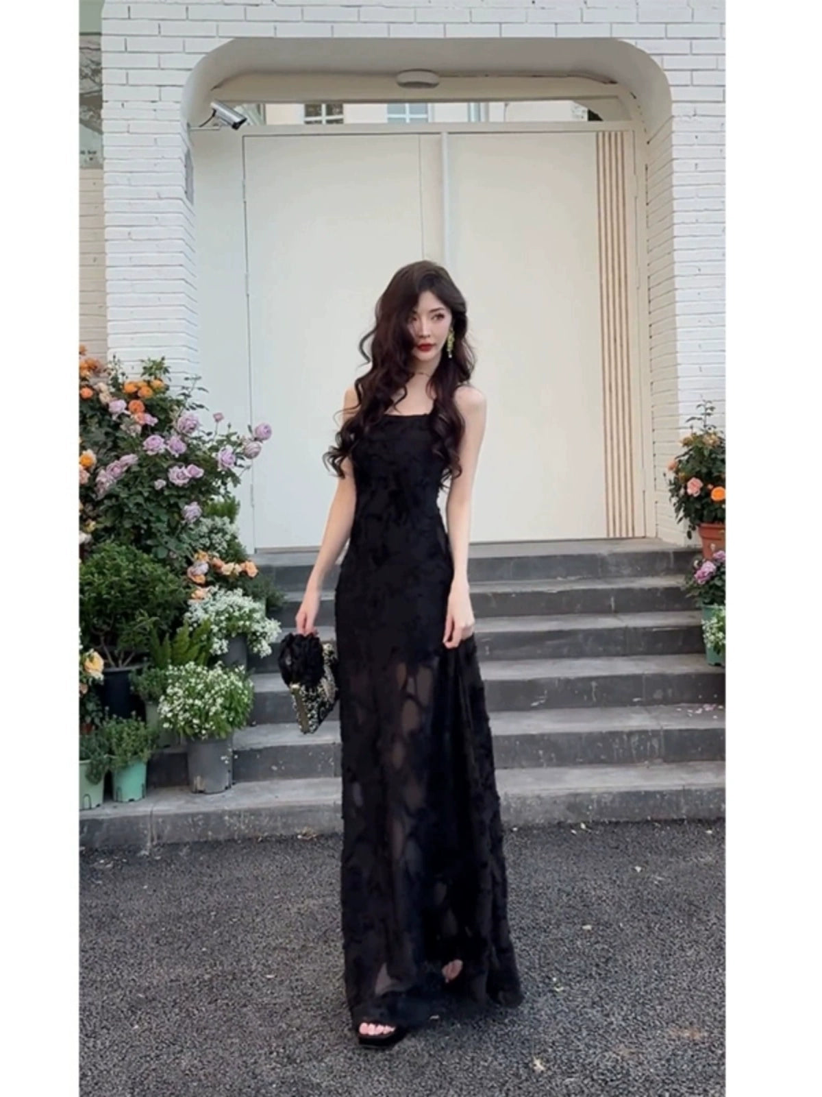 Fashion women's wear Summer Dress French Style Temperament Dress 2024 Early Spring New Black Camisole Sexy Dress Long Dress Women's Spring