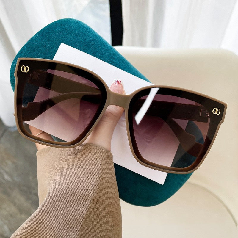 2024 New Light Luxury Small Fragrance Style Women's Large Frame Sunglasses Small Red Book Fashion Trend Travel Driving Street Photo Sunglasses