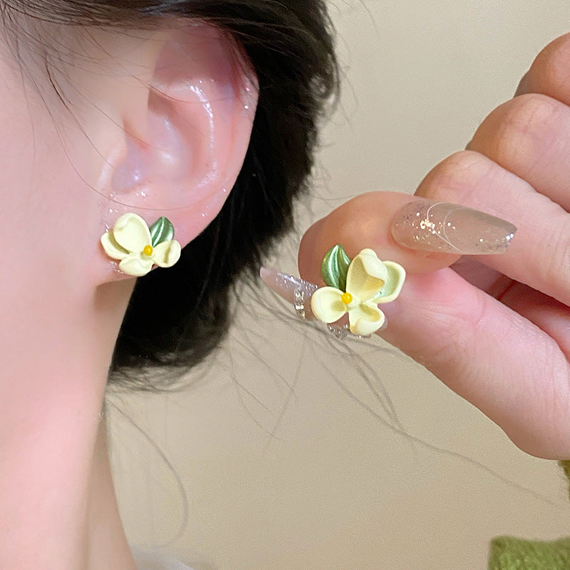 珠宝首饰栀子花开_银针立体花朵耳钉气质森系耳饰春夏超仙甜美耳环批发女