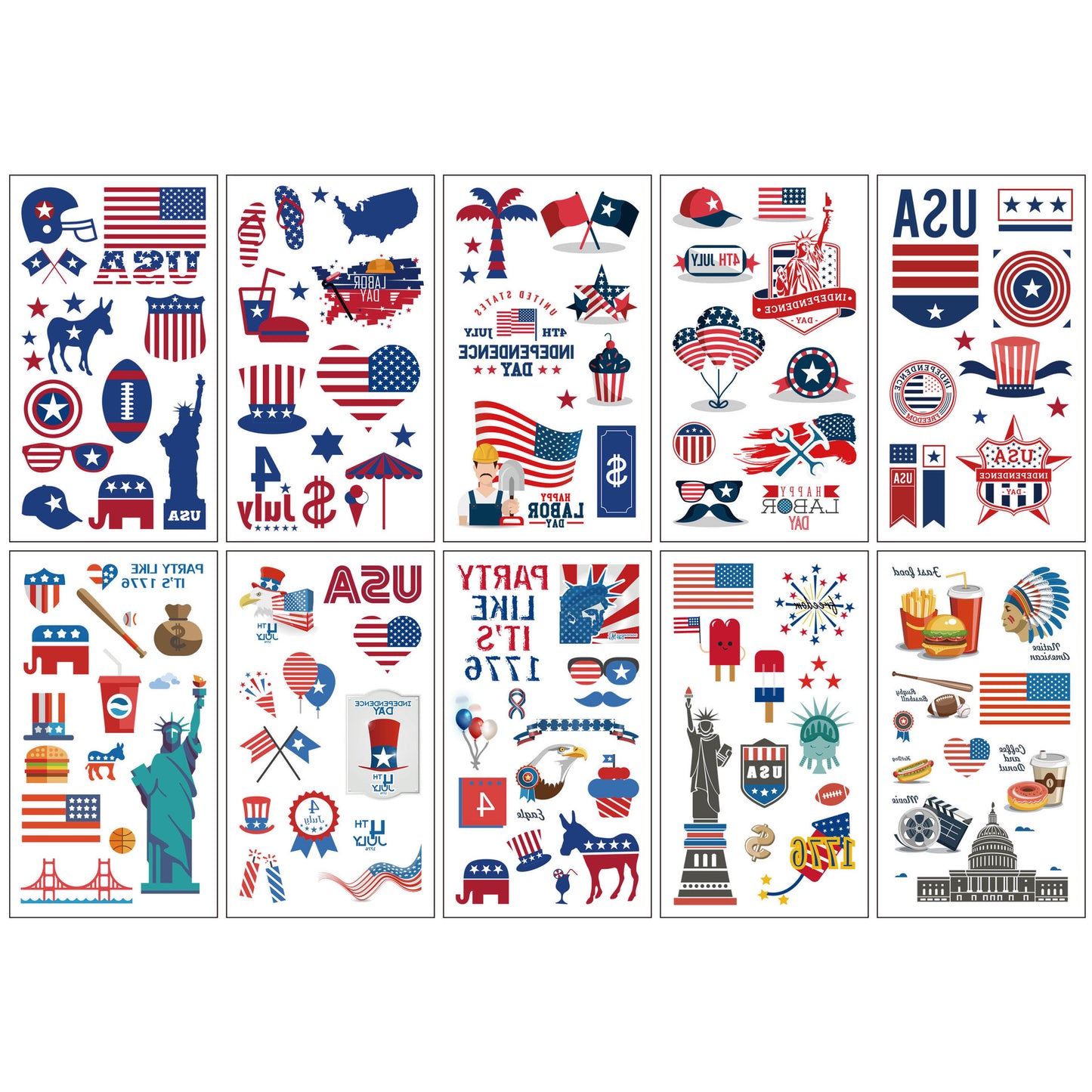 Free shipping Tattoo Cross-Border New Arrival American Independence Day Tattoo Sticker Water Transfer Disposable Temporary Flag Face Pasters Tattoo Sticker in Stock