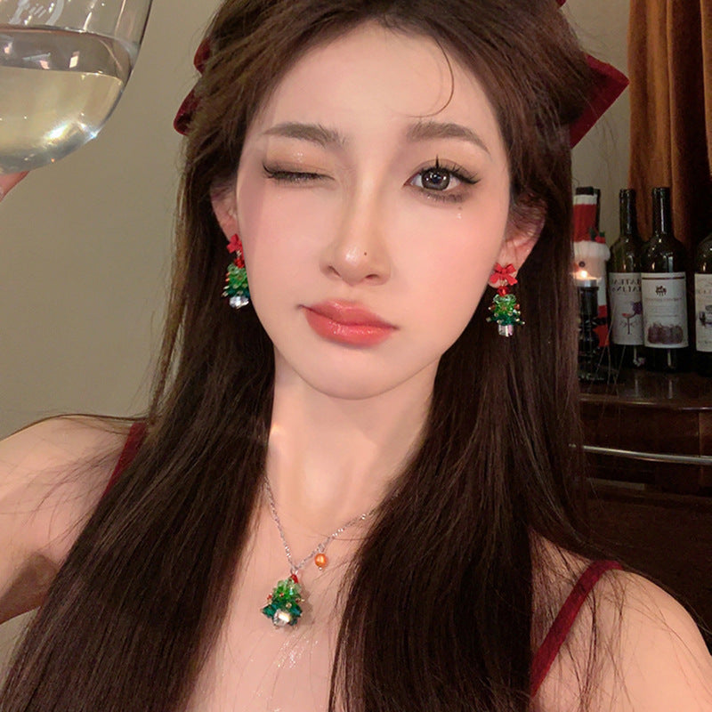 水晶圣诞树项链圣诞节装扮甜美气质锁骨链小清新时尚百搭饰品批发