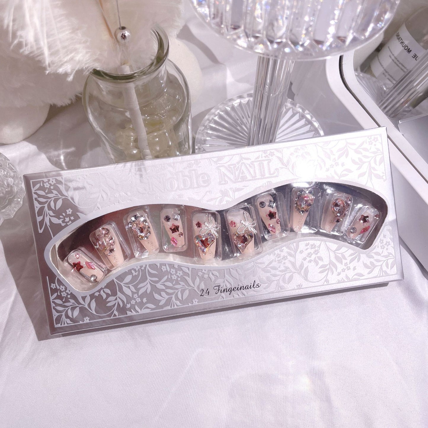Fashion  nail New Nail Beauty Wear Nail Ins Advanced Pure Desire Wind Rhinestone Nail Patch Wear Nail Diamond Nail Stickers U6