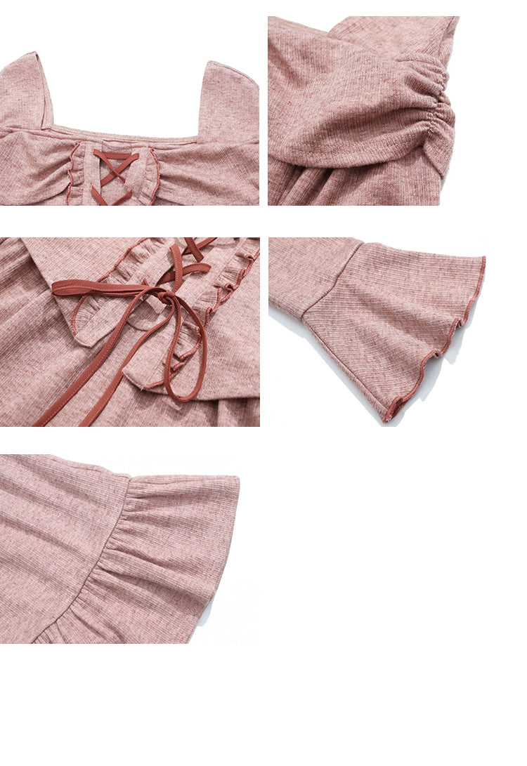 Fashion women's wear Dream Seven77 Fake Two-Piece Lace Long Sleeve Dress Women's Dress 2024 Spring New Design Sense