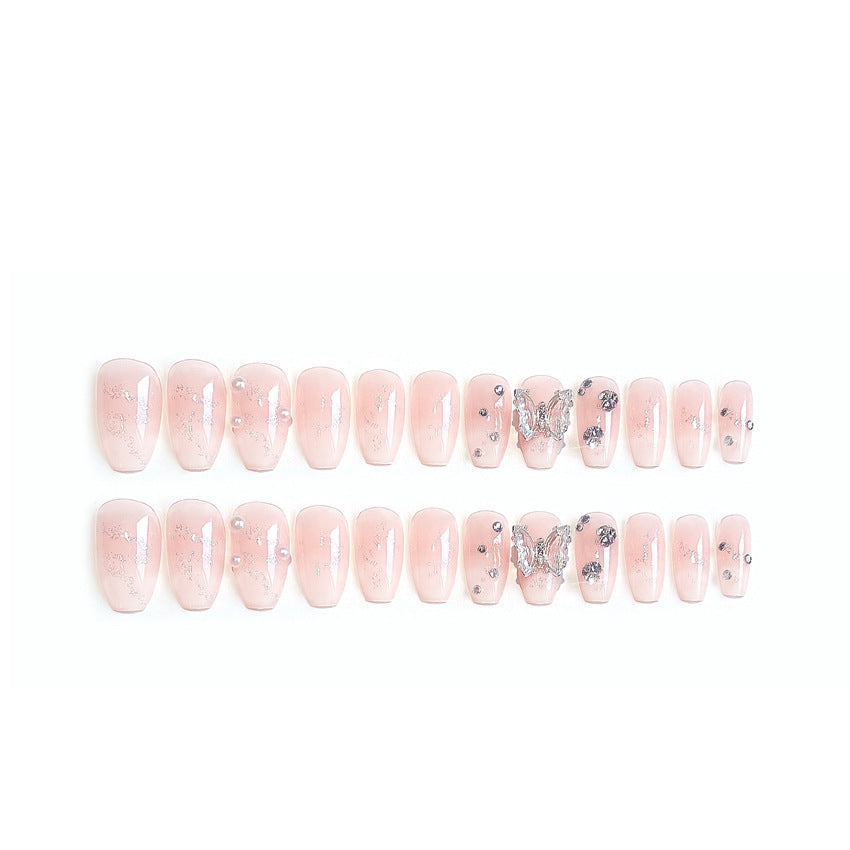 Fashion  nail Pure Want to Wear Nail Art Ice through Butterfly Love Fake Nail Patch Removable Wear Nail Wholesale Nail Art X84