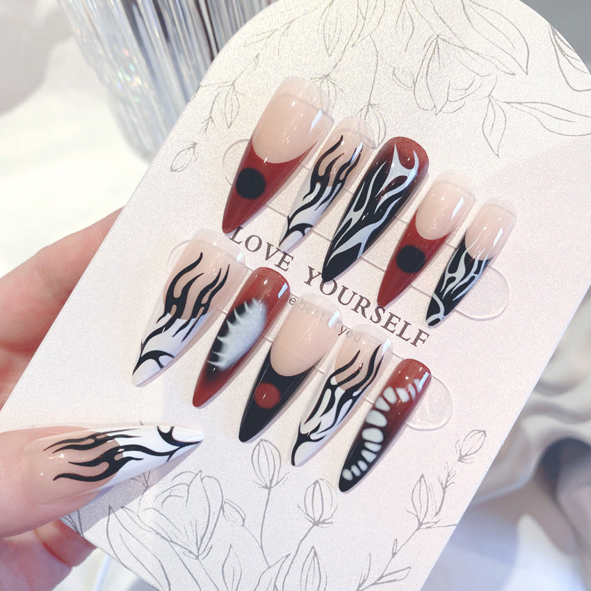 Fashion  nail Hot Girl Gothic Bone Female Halloween European and American Wear Nail Tip Press on Nails Fake Nails Manicure W18