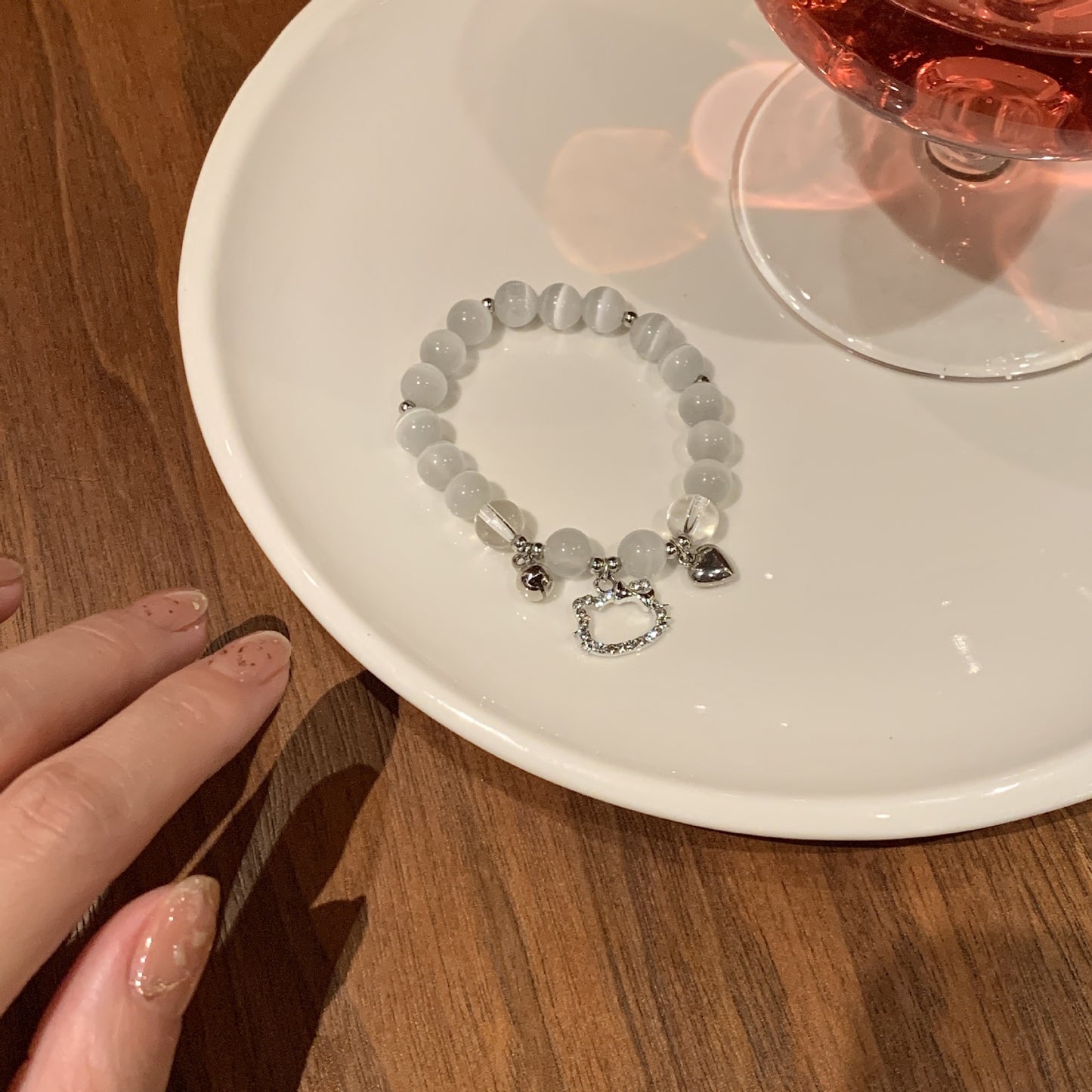 珠宝首饰手饰手链哈喽kitty手链diy猫眼石水晶手串送女友闺蜜情侣手链时尚手饰批发