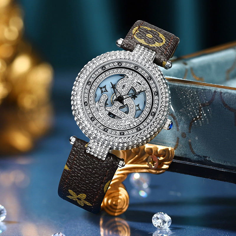 Fashion women's watchLive Broadcast Diamond-Embedded Affordable Luxury Fashion Good Luck Comes Starry Goddess Light Luxury High-Grade Waterproof Quartz Watch Women's Watch