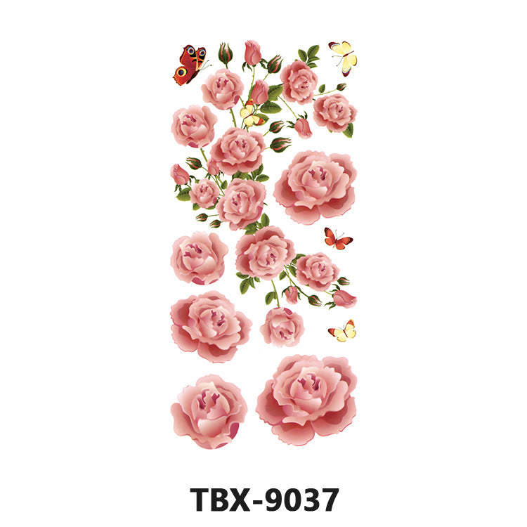 Free shipping Tattoo Waterproof Sweatproof Female Flower Tattoo Sticker Paper Plant Flower Party Sexy Rose Peony Plum Tattoo Sticker Tattoo