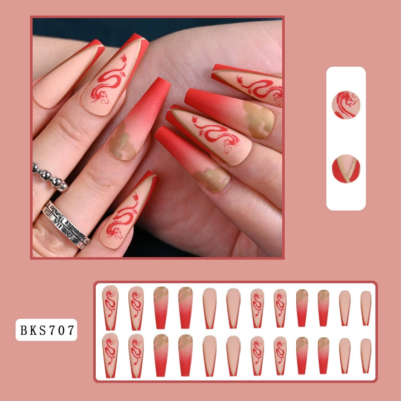 (Hand-made nail)美甲贴片nails穿戴甲长款欧美假指甲美甲贴片穿戴甲甲片成品